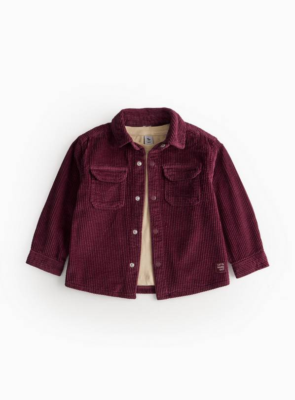 Dark Red Corduroy Shirt & Stone T-Shirt Set 3-4 years